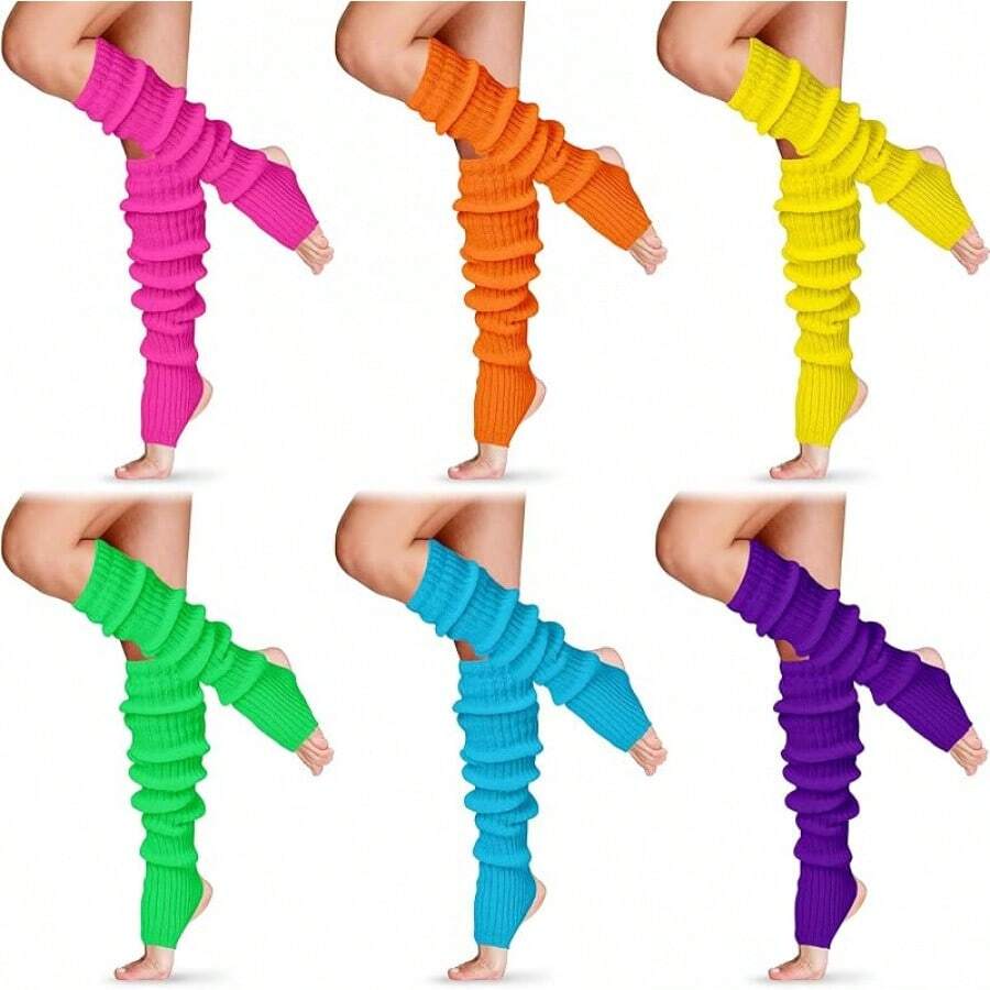Long Leg Warmers Women 24 Inch Over Knee Knit Ribbed Leg Warmer Stirrup Yoga 80s Party Dance Ballet Supply - Multi Colors - View 1