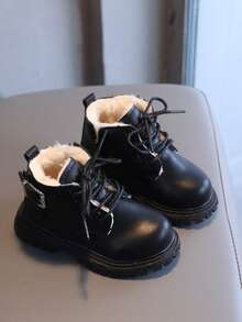 1 Pair Infant Winter Low-Top Boots, Simple & Fashionable Children Boots - Black - View 2