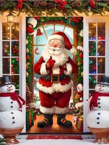 Copertura per porta natalizia con Babbo Natale e regali - 90 x 180 cm, in poliestere, decorazione natalizia per uso esterno e per feste