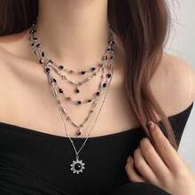 1 buc colier multistrat pentru femei, lanț elegant de claviculă de lux, colier choker cu floarea soarelui, bijuterii, potrivit pentru petrecere, întâlnire, cadou pentru prieteni