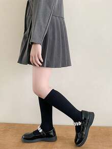 Kids Socks, Korea Style Solid Color Mid-Calf Socks,Vertical Striped Over-The-Knee Socks For Girls