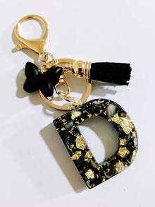 1 pieza Llavero de resina con forma de corazón con borla en color beige, accesorio creativo de estilo lindo como regalo para amigos, madre, padre, graduación y maestros - Negro - Ver 21