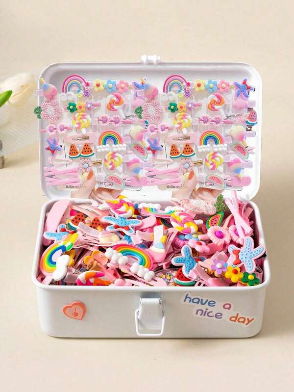 42 pièces/28 pièces Nouveaux clips latéraux multiéléments de dessin animé mignons pour filles, convenant pour le quotidien, l'école, les fêtes, les représentations, la photographie de rue, les loisirs à la maison, accessoires de mode polyvalents pour cheveux de fille (couleur et style aléatoires)