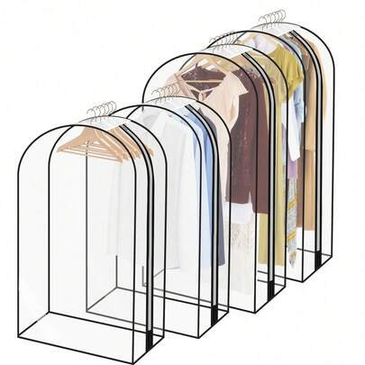 Shoze 4 Pack Garment Bags With Zip, For Wardrobe, Suit Bags