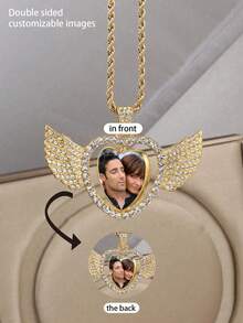 1 Pieza de Collar Personalizado con Fotos, Collar Personalizado con Fotos por Ambos Lados, Cadena Conmemorativa de Hip-Hop con Colgante de Foto Personalizado, Regalo Personalizado Muy Conmemorativo para Novia o Novio