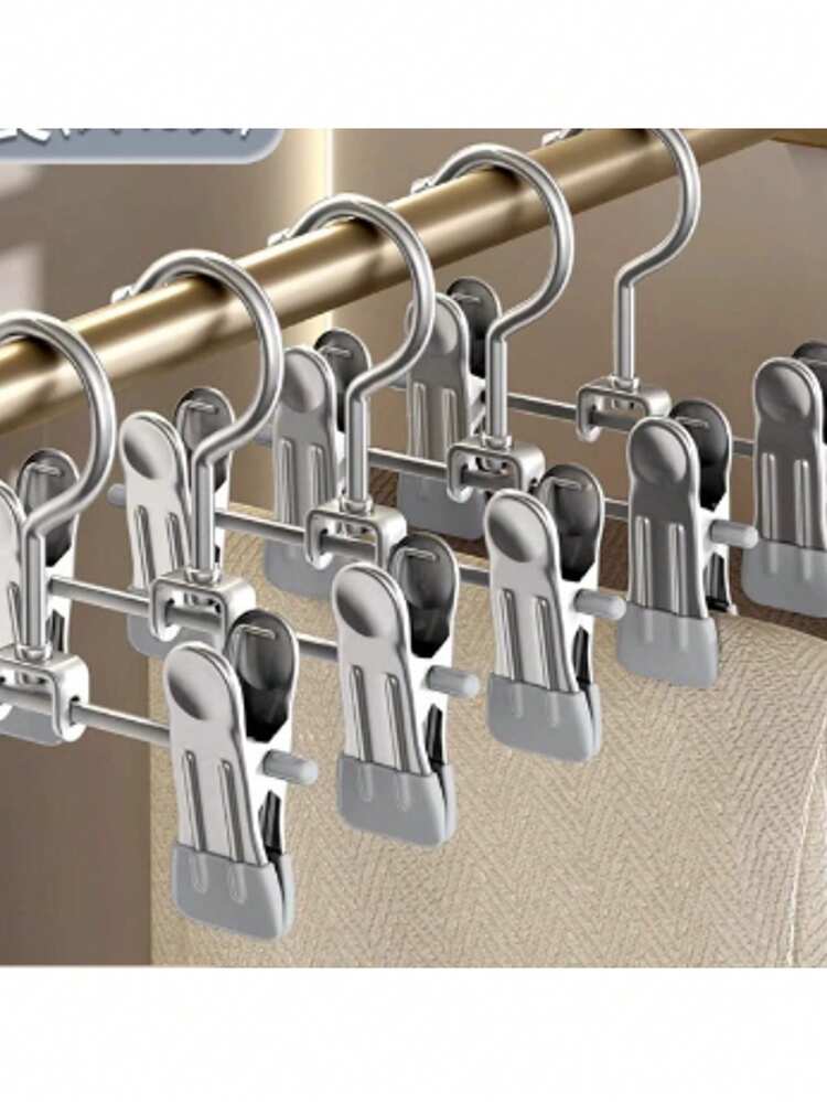 10/5pcs Kids Hangers, Stainless Steel Clips Pants Skirt Hanger, Multi-Function Clothes Drying Clips For Children - Multicolor - View 8