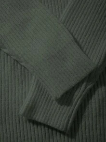 男士罗纹高领毛衣，休闲宽松套头针织衫，秋冬季长袖上衣 - 灰色 - 查看 10