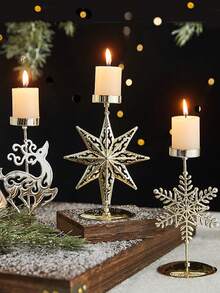 Cirelle 金色圣诞复古烛台、橱窗展示、锻铁圣诞装饰品、烛台和圣诞桌面茶灯。适用于圣诞装饰、家居装饰，简约时尚，营造氛围，可用作节日礼物、情人节礼物、新年礼物、圣诞礼物。 - 金色 - 查看 2