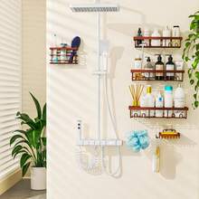 Adhesive Shower Caddy, 5 Pack Rustproof Stainless Steel Bath Organizers With Large Capacity, No Drilling Shelves For Bathroom Storage & Home Decor - Brown - View 4