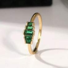 خاتم مستطيل من الزركونيا المكعبة بتصميم بسيط، هدية مجوهرات أنيقة للنساء، مناسب للارتداء اليومي والمناسبات الخاصة