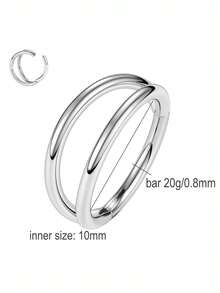 1pc 18g/20g Stainless Steel Double Line Nose Ring Septum Hoop Nose Ring Lip Ring Earring Conch Piercing