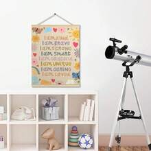 1 buc., Tablou de perete pe pânză, Decor pentru camera copiilor înrămat, Poster cu afirmații pentru copii, Imprimeu cu tematică florală, Imprimeu personalizat pentru dormitorul copiilor, Artă de perete personalizată pentru fete, Imprimeu pentru camera de joacă pentru fete, Decor pentru camera copiilor, Floral, Stil boem, Decor pentru camera copiilor, Decor pentru camera maternității
