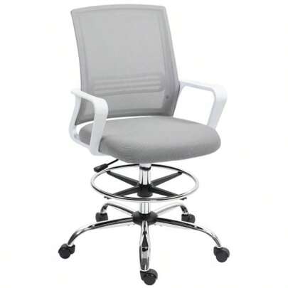 THE Draughtsman Chair, Mesh Drafting Chair, Ergonomic Office Chair With Lumbar Support, Adjustable Foot Ring,