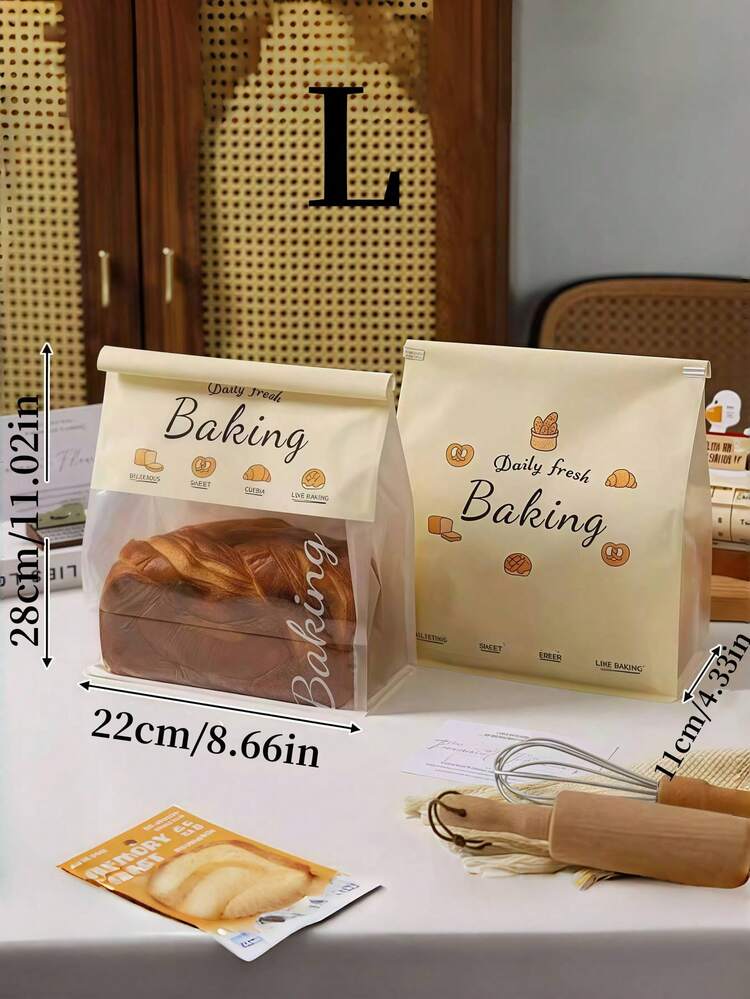 带窗口的小号/中号/大号可重复使用牛皮纸烘焙袋 - 可重复密封的塑料面包袋，适用于自制酸面包、百吉饼和糕点 - 透明窗口包装，金属夹封口设计，内容物可见窗口，耐用材质，食品零售包装 - 彩色 - 查看 5