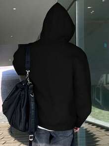 1pc Teen Boys Casual Loose Fit Pullover Sweatshirt, Streetwear Style, Spring/Autumn - Black - View 2