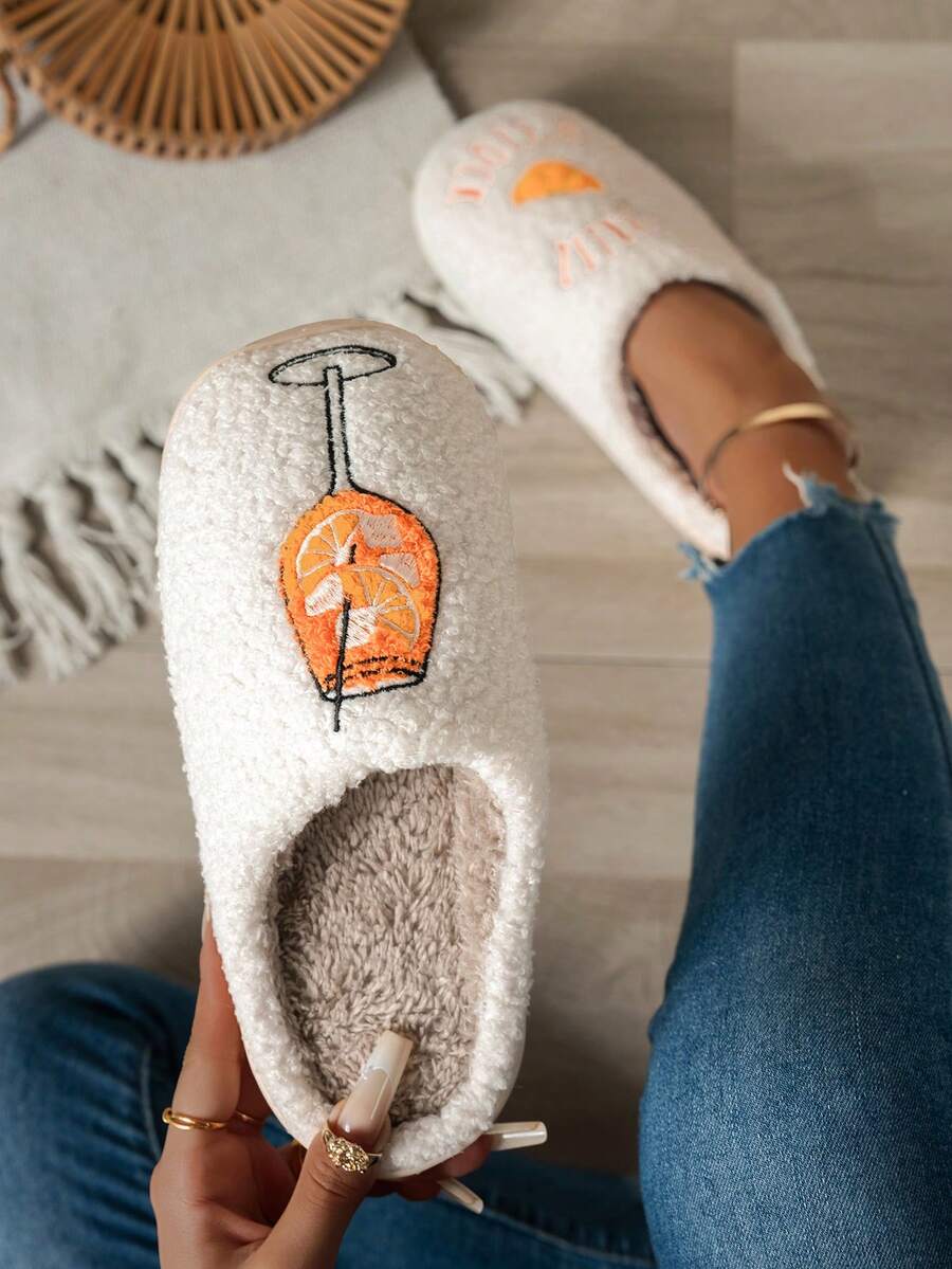 Aperol Spritz Women's Slippers Spritz O'Clock  Cozy Comfy Fluffy Slippers Bachelorette Party Bridal Shower Girl Mom Daughter Gift - trái cam - Xem 1