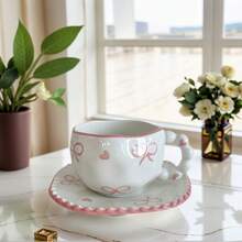 创意咖啡杯碟套装 优质手工陶瓷水杯 手绘简约下午茶杯 拿铁杯 卡布奇诺杯