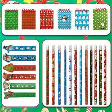 12 lápices navideños + 1 sacapuntas, colores y patrones aleatorios, lápices HB con borradores, adecuados como rellenos de calcetines navideños o regalos para amigos y compañeros de clase