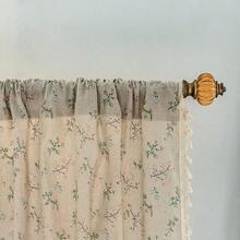Sutuo Home Florals Boho Farmhouse Curtains, Semi-Blackout Drape Bohemian Window Treatment Cotton Linen Panel With Tassels For Bedroom Living Room, Rod Pocket, 1 Panel 59" W X 84" L - 花卉圖案0359Wx84LPackof1 - 查看 4