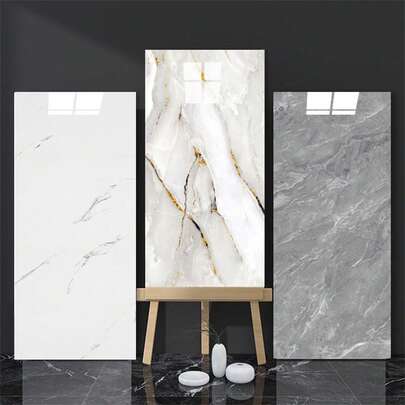 10/20/50pcs Marble Effect Self-Adhesive Wall Tiles, Vinyl Foam Wall Stickers, Waterproof And Moisture-Proof, Easy To Clean And Cut, For Bathroom, Living Room, Kitchen, Bedroom Renovation