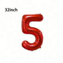 1pc 32/40 Inch Red Solid Number Foil Balloon, 0-9 Large Size Polyester Digit Balloons, Decorative Balloons, Reusable, Suitable For Birthday Decoration, Party Decoration, Anniversary, Room Decoration, Wedding Anniversary, Party Supplies - Red - View 17