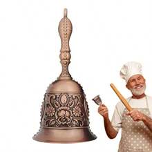 1pc Hand-Carved Bell, Vintage Colored Brass Bell, Metal Bell, Old Man Bell, Wedding Bell, Service Bell, Christmas Bell, School Hand-Cranked Bell, Christmas Gift Room Decor - Multicolor - View 11