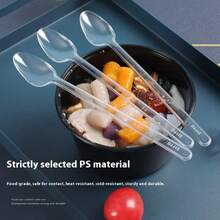 18厘米一次性长柄勺，加厚塑料长柄勺，适用于珍珠奶茶、甜点、水果