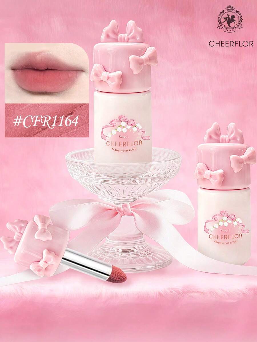 CHEERFLOR GIRL'S BOWKNOT 哑光唇彩，裸棕色，柔和哑光唇膏，持久高冲击力色彩，轻盈液体唇膏，