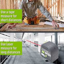 2 In 1 Digital Laser Tape Measure | 130ft/40m Laser Distance Meter Display On Backlit LCD Screen With 6.5ft/2m AutoLock Measuring Tape | Ft/Inch/Fractions/M/Mm(LX-201) - Grey - View 3