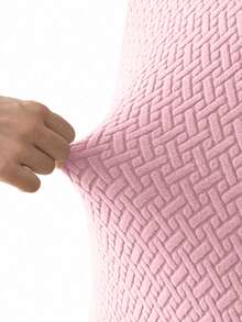 1/4pcs Solid Color Removable & Washable Elastic Corn Fleece Curved Shell Chair Cover, Suitable For All Seasons - Pink - View 6