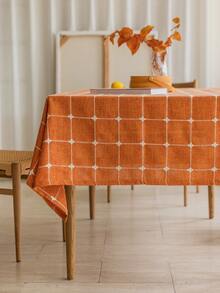 1pc Rustic Orange Plaid Tablecloth, High-Quality Versatile American Country Style Vintage Minimalist Kitchen Decor Rectangular Tablecloth For Family Gathering, Birthday Party, Dinner - Orange - View 2