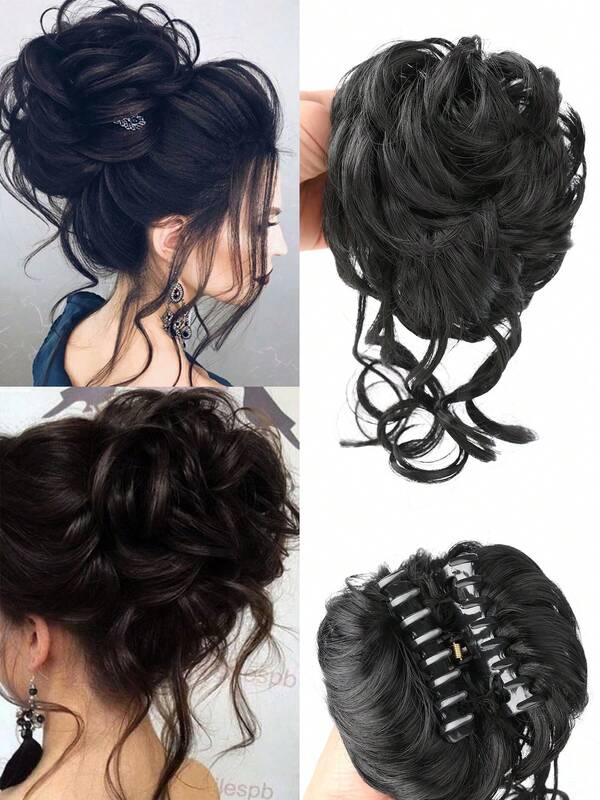 Messy Bun Hair Piece Wavy Curly Synthetic Updo Chignon Fake Scrunchies Ponytail Extension Messy Bun Hair Claw Clip In Ponytail Natural Hair Extensions Hairpieces For Women