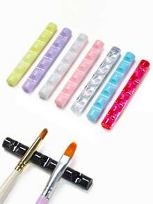 RANCAI 2pcs Nail Art Brush Holder, Pink Transparent 5-Slot Nail Art Brush Rack, Mini Portable Acrylic Stand, Nail Art Tool DIY Nail Sculpture Painting Pencil Brush Display Rack - Multicolor - View 1