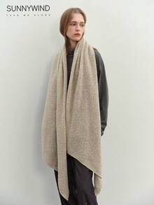 1pc Women Solid Color Soft Knit Scarf, Everyday Use For Dress - Beige - View 7