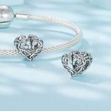 WOSTU 1 Pc Solid 925 Sterling Silver Lovely Girl & Cat Horse Celtic Knot Charm Unicorn Heart Pendant Fit DIY Bracelet Necklace Heart Jewelry Series