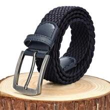 1pc Men's Solid Color Fashionable & Versatile Elastic Braided Belt For Outdoor Sports And Daily Wear Casual Summer, School Fall, Autumn, Halloween Autumn-Winter Accessories,Suitable For Teens, Youth,Men,Casual, Outdoor, Athletic, Vacation, Graduation Gifts, Birthday, Daily Wear - Black - View 11