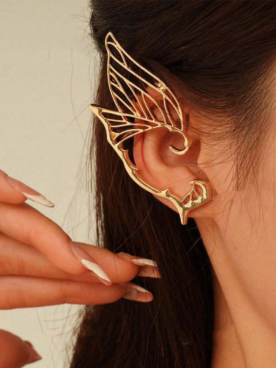 2个蝴蝶仙女耳挂，节日服装角色扮演耳饰，万圣节角色扮演，无需耳洞即可佩戴的耳钉，耳廓创意耳挂，暗黑仙女耳。 - 彩色 - 查看 1