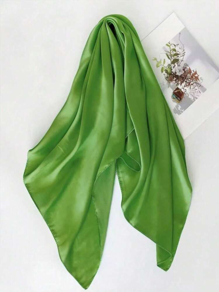1 chiếc khăn quàng cổ màu trơn, thoải mái, thanh lịch, độc đáo, cổ điển, đa năng, thời trang dành cho nữ, thích hợp cho mùa xuân/thu, đi biển, nghỉ lễ, du lịch. Vật dụng cần thiết khi đi du lịch. - màu xanh lá - Xem 2