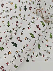 5/10/20 Pieces Of Christmas Light Pattern Thin Paper, Color (White), Christmas Tree, Candy, Stars -19.69 Inches * 13.78 Inches, Handmade Packaging Paper, Easy To Protect Items, Gift Box Filling, Party Decoration - Christmas Style Design, Durable Packaging, Holiday Packaging, Holiday Decoration, Party Packaging, Wedding Packaging, Gift Packaging, Essential Packaging Paper, Halloween, Christmas, Carnival