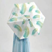 Mini Guarda-Chuva Dobrável, Guarda-Sol Portátil e Ultraleve para Viagem com Folha de Palmeira, Proteção UV, Bolso e Mochila, Guarda-Sol para Mulheres