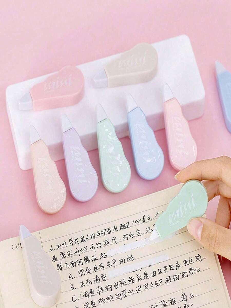 6pcs/1pc Macaron Transparent Correction Tape, Mini Student Instant-Use Correction Tape, Student Doodle Pink Purple Green Blue White Correction Tape, Instant Correction, Cute Candy-Colored Mini Student Correction Tape, Easy To Carry, Suitable For Graduation And Enrollment Gifts, Student And Office Back To School Use