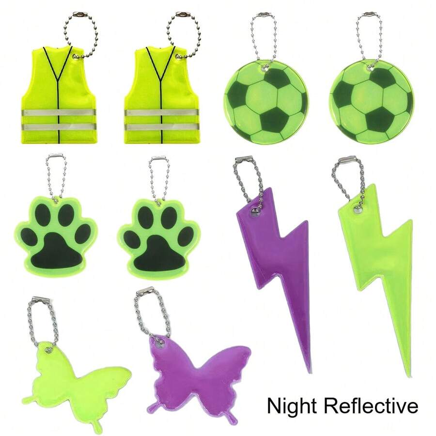 Night Reflective Keychain For Cycling - High Visibility Safety Keyring Tag For Night Running, Jogging, Backpacks & Bags, Essential Reflective Gear For Students And Cyclists, Gifts For Firends And Families - Multicolor - View 1