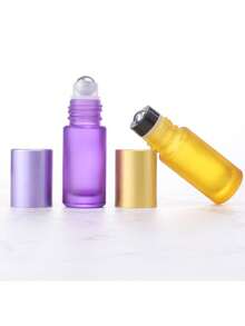 Bộ 2/3/5 chai lăn thủy tinh mờ nhiều màu sắc 5ml, hộp đựng tinh dầu, nước hoa có thể tái sử dụng, dụng cụ trang điểm di động. - Nhiều màu - Xem 2