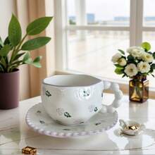 创意咖啡杯碟套装 优质手工陶瓷水杯 手绘简约下午茶杯 拿铁杯 卡布奇诺杯
