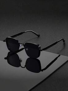 1 paire de lunettes carrées classiques rétro Steampunk pour hommes, avec un cadre en métal, décorées de branches à ressort. Élément essentiel pour les fêtes, les festivals et les rassemblements - Multicolore - Voir 1