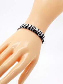 2 件/5 件波西米亚编织冲浪手链，可调节海滩手链，适合女孩，夏季海滩，黑白 - 黑與白 - 查看 7