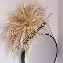 1pc 35inch Elegant Boho Wedding Arch Decor - Natural Pampas Grass Elegant Boho Wedding Arch Decor - Natural Pampas Grass - Autumn & Winter Seasonal Decor, Rattan Material, Versatile For Christmas, - Hanging Pampas Mirror Surround, Wall Decor, Event Backdrop, Salon Signage Home Decor Christmas Decorations Room Decor