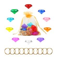 10pcs Chaos Emerald And Ring Set, Including 10% Acrylic Crystal Diamond Gem, Jewelry Birthday Party - Multicolor - View 6