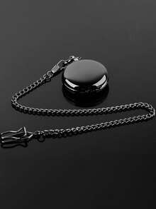 蒸汽朋克风格素面石英怀表项链，黑色，男女皆宜，生日、婚礼、周年纪念礼物