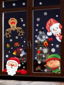 150pcs(8sheets) - Holiday Snowflake, Santa Claus, Reindeer, Gingerbread Man Stickers, Christmas Window Decals, Static Cling Snowflake Stickers, Luminous Winter Decorations Suitable For Holiday Home Decor, Christmas Window, Wall Art For Home, Office, Classroom, Supermarket, Shop